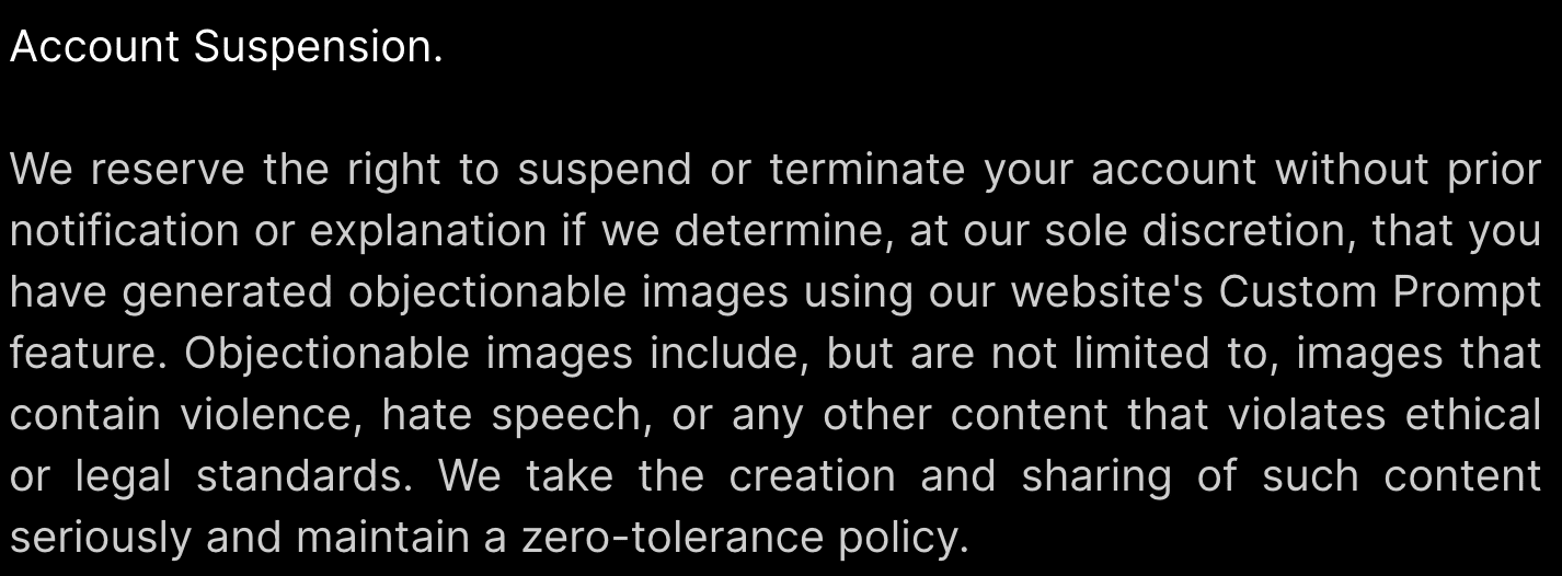 PornX AI terms of service