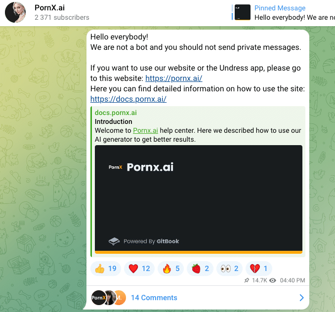 PornX AI Telegram group